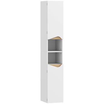 Smalle badkamerkast met 2 deuren | Kleur: Wit | Afmetingen: 30x34,6x180,5 cm