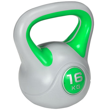 Kettlebell 16 kg met brede greep | Kleur: Groen | Afmetingen: 17x27x31 cm
