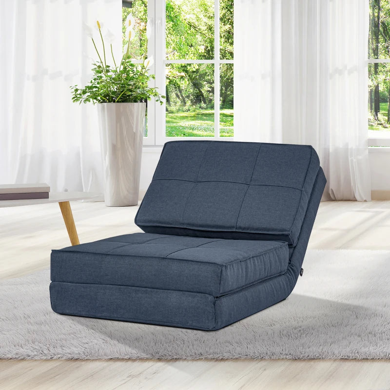 3-in-1 vloerstoel, loungestoel en slaapbank | Kleur: Donkerblauw | Afmetingen: 61x73x58 cm
