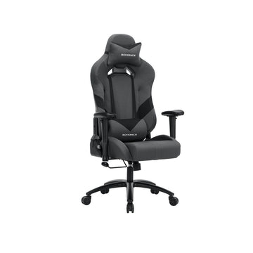 Gamingstoel met lendekussen – ergonomische pc-stoel – polyester – grijs/zwart