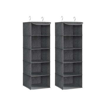 Grijze hangende kledingkastorganizers - 2 stuks - bamboe, metaal - 30 x 30 x 90 cm