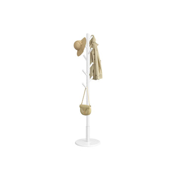 Boomvormige kapstok met 8 haken - massief hout - wit - 40 x 171,8 cm