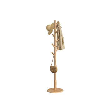 Boomvormige kapstok - houten halrek - bruin - 8 haken - 40 x 171,8 cm