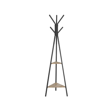 Kapstok - 6 haken - boomvorm - spaanplaat/staal - greige/zwart - 49,5 x 49,5 x 179 cm