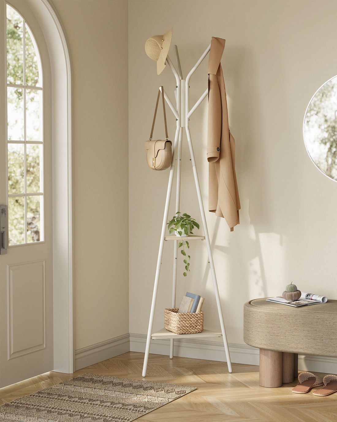 Baumförmiger Kleiderständer - Garderobe - Kleider-Organizer - Platzsparend - 43,5 x 50 x 181,6 cm