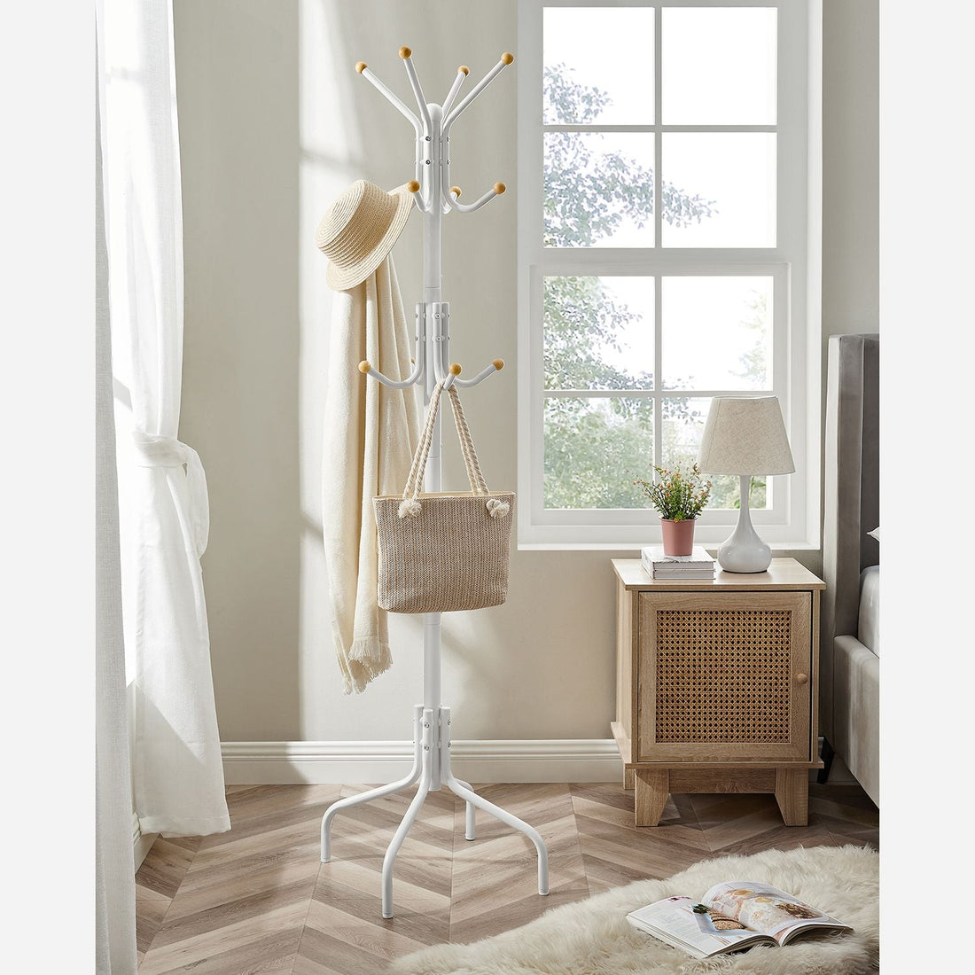 Vitt klädställ i stål – klädhängare – klädförvaring – max 5 kg – 55 x 180 x 55 cm