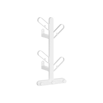 Boomvormige wandkapstok - 7 haken - parelwit staal - 13 x 19 x 41 cm