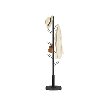 Kapstok in boomvorm – 8 haken – zwart staal & MDF – 40x40x175,3 cm