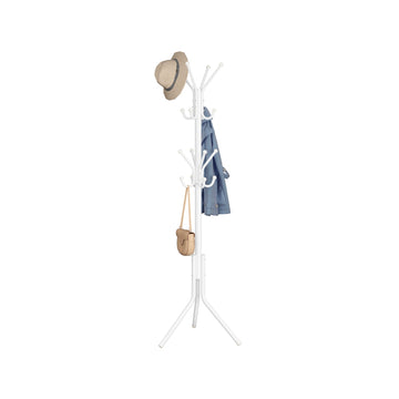Metalen garderobestandaard met haken voor kleding en accessoires | Wolkenwit | 43x48x175 cm