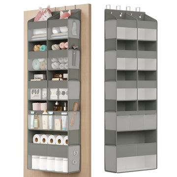 Deurorganizer met 9 vakken en 10 zijvakken | Duifgrijs | 50x17x150 cm