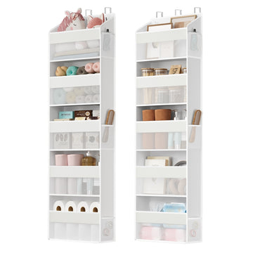 Deurorganizer met 5 vakken, opvouwbaar hangrek | Wolkenwit | 40x15x140 cm
