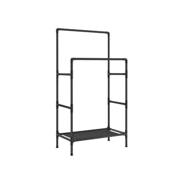 Kledingrek met stoffen planken - staal - 83 x 45 x 157 cm - zwart