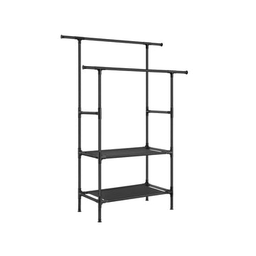 Zwart kledingrek - stalen constructie - eenvoudig te monteren - 113 x 45 x 171 cm