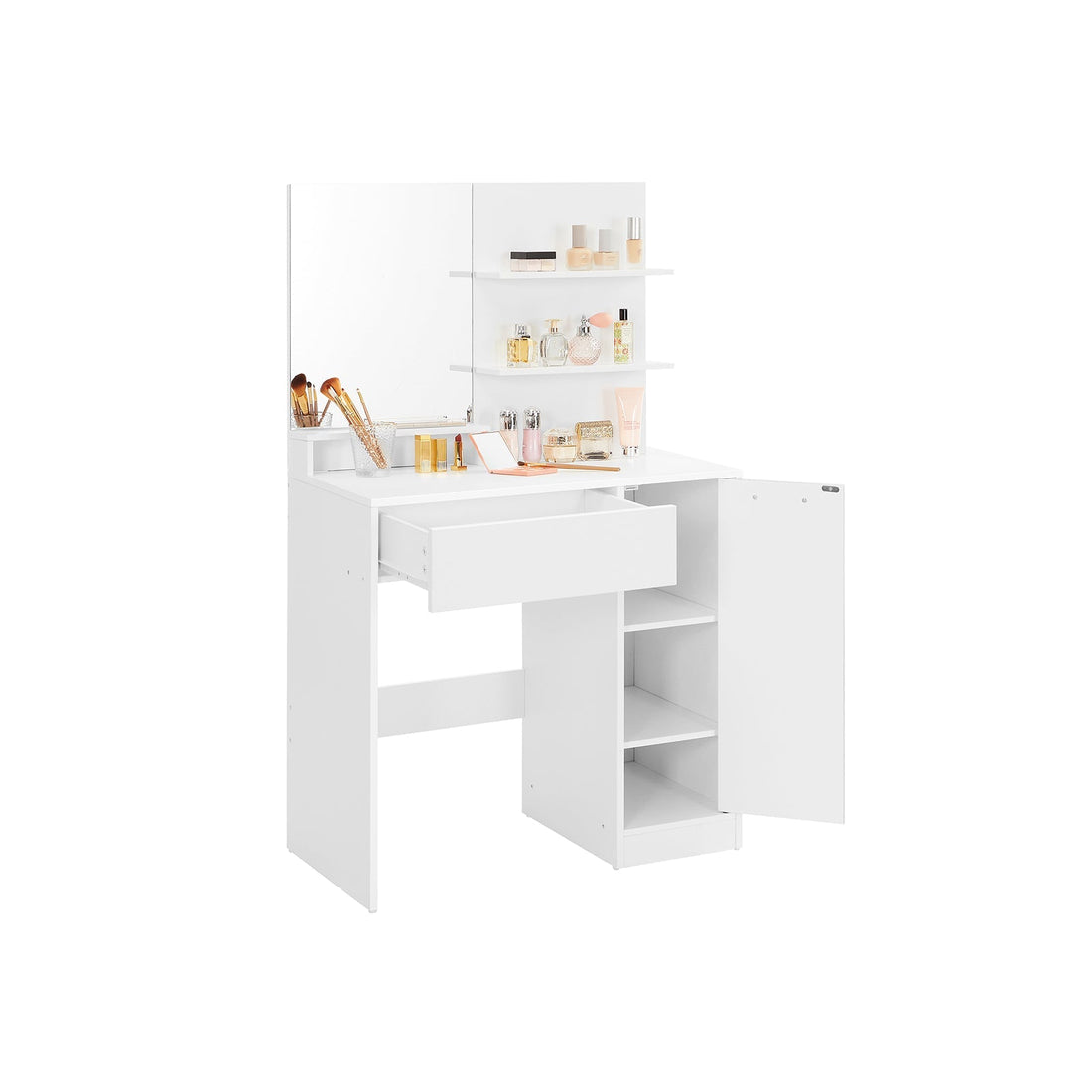 Weißer Schminktisch - Make-up-Organizer - Spanplatte - 80 x 40 x 132 cm