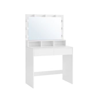 Kaptafel met spiegel en verlichting, wit, 80 x 40 x 140 cm