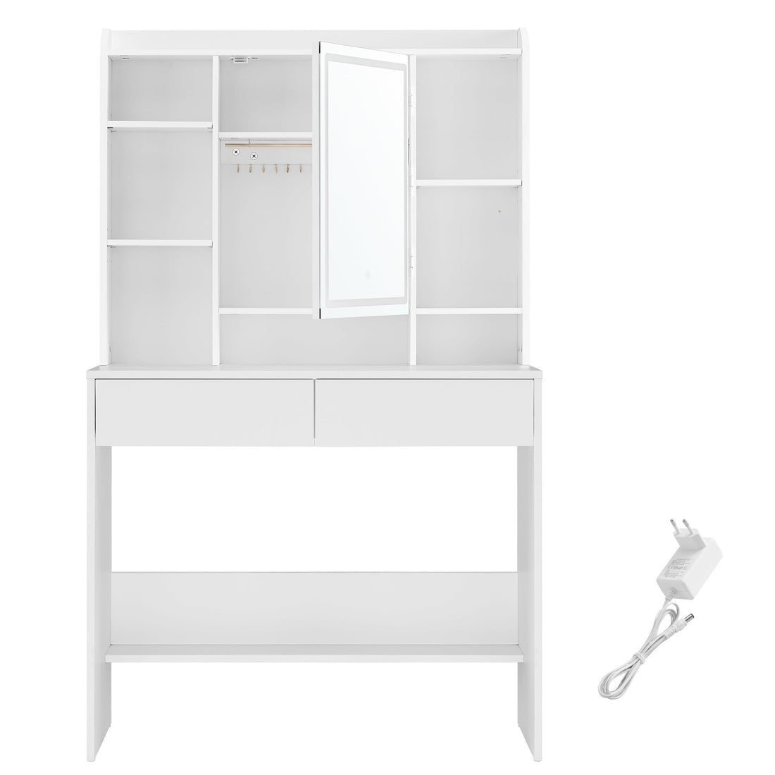 Weißer Schminktisch aus Spanplatte – Make-up-Tisch – 40 x 90 x 144,7 cm – 100 kg