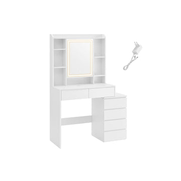 Kaptafel met LED-verlichting - make-upbureau - wit - modern - 40 x 97,5 x 145 cm