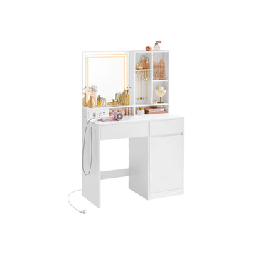 Kaptafel met ledverlichting - make-uptafel - wit - 40 x 90 x 138 cm