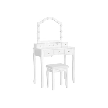Make-uptafel met spiegel en 10 lampen - MDF - 80 x 40 x 139 cm