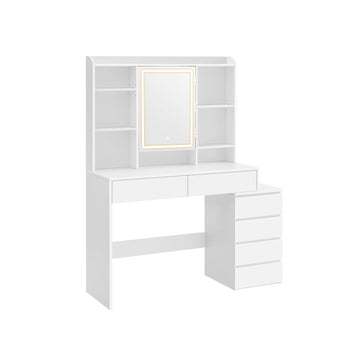 Kaptafel met LED-verlichting - moderne make-uptafel - spaanplaat - 40 x 117 x 145 cm - wit
