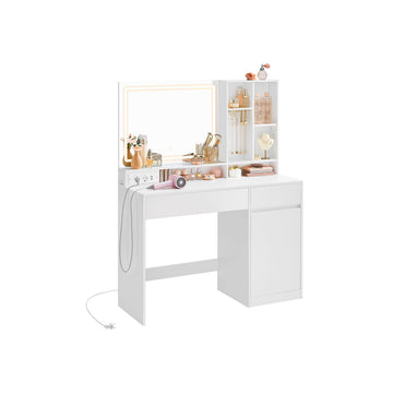 Kaptafel met ledverlichting - make-uptafel - MDF/spaanplaat - wit - 40 x 110 x 138 cm