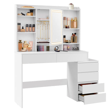 Make-uptafel met spiegel en ledverlichting | Wit | 98,3x40x145 cm