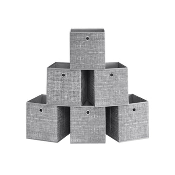 6-delige opbergboxenset grijs gemêleerd - kartonnen organizer - 26x26x28 cm