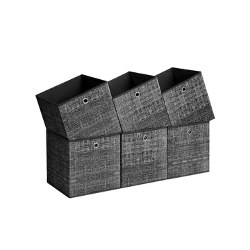 Opbergboxen set van 6 - zwart gemêleerd - 33 x 33 x 33 cm