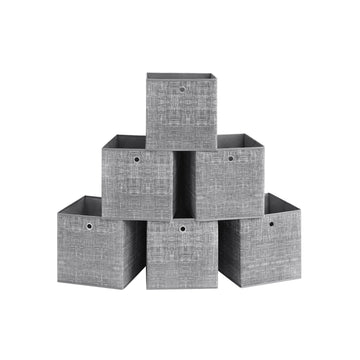 6-delige opbergboxenset grijs gemêleerd - kartonnen organizers - 33 cm