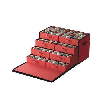 Opbergbox voor kerstballen | Kersenrood | 33,5x65x34,5 cm