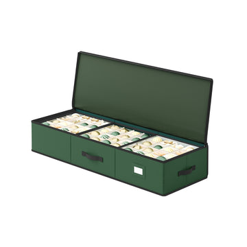 Opbergbox voor kerstballen met vakken | Bosgroen | 96,5x33,5x17,5 cm