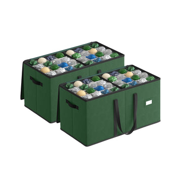 2-delige set opbergboxen voor kerstballen met deksel | Bosgroen | 34x66x34 cm