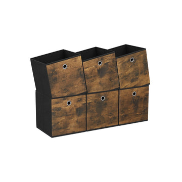Opbergboxenset 6-delig Vintage Bruin-Zwart 26x26x28 cm