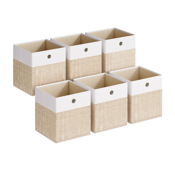 6-delige opbergboxset met PP-platen | Wolkenwit-zandbeige | 26x26x28 cm