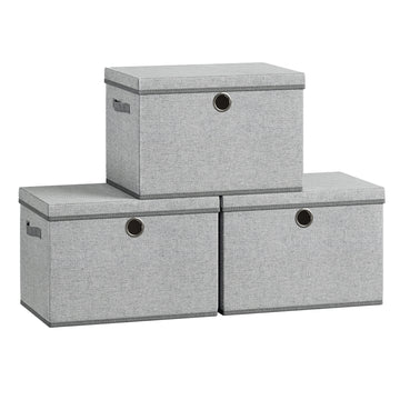 Opbergboxen met deksel 3-delige set | Duifgrijs | 43x30x30 cm