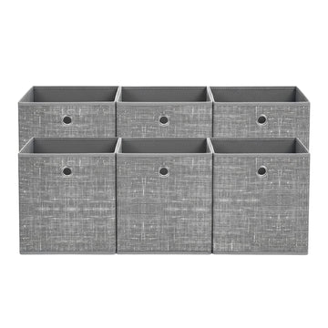 6-delige opbergboxenset van vliesstof met handgreep | Grijs | 26x26x28 cm