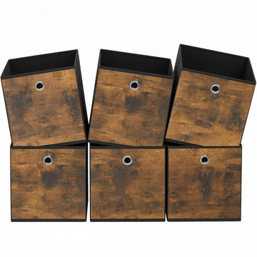 Opbergkubussen 6-delige set met handvat | Zwart | 26x26x28 cm