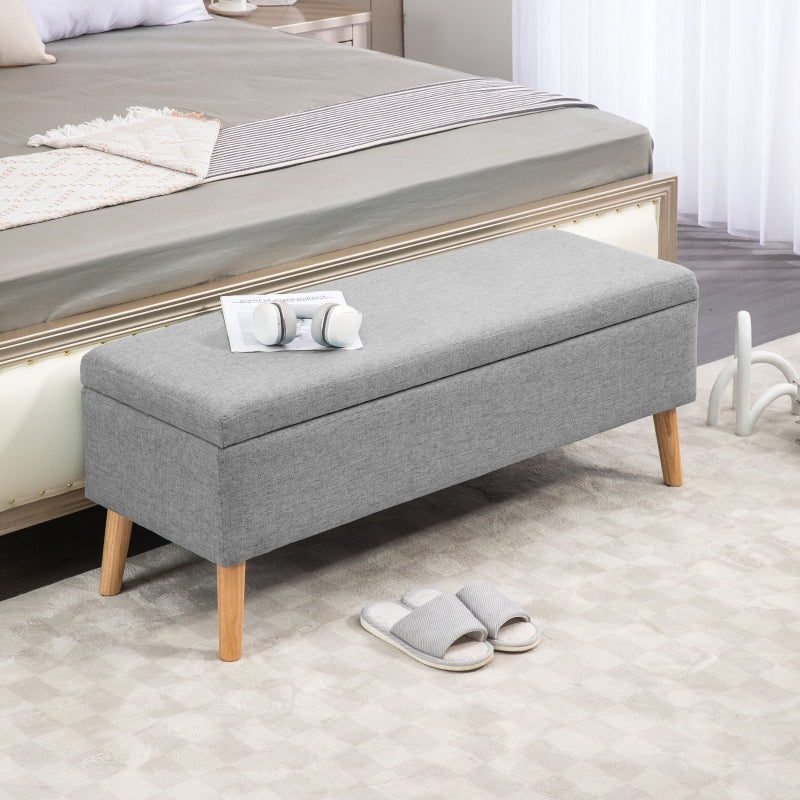 Gestoffeerd bedbankje met opbergruimte - Grijs | Kleur: Grijs | Afmetingen: 110x39x45 cm