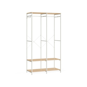 Kledingrek met opbergruimte - staal en spaanplaat - beige - 40 x 94,5 x 180 cm