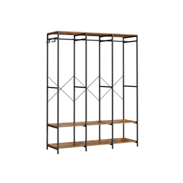 Kledingrek vintage bruin - staal en spaanplaat - 40 x 141 x 180 cm