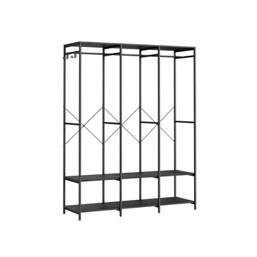 Kledingkast met verwijderbare haken - kledingrek - staal/spaanplaat - 40 x 141 x 180 cm - zwart
