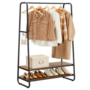 Vintage kledingrek bruin-zwart - kledingstandaard - spaanplaat en staal - 100 x 45 x 160 cm