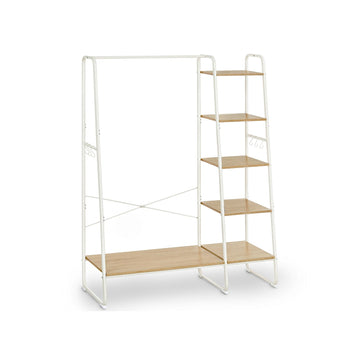 Kledingrek eikenwit, spaanplaat en staal, 45 x 120 x 160 cm