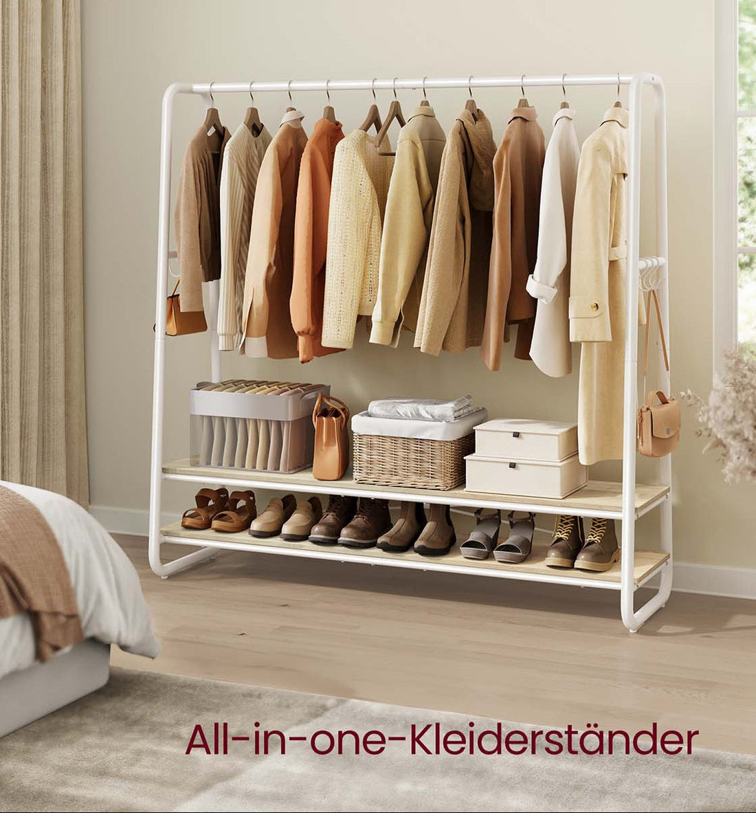 Kleiderleiter Kleiderständer Aufbewahrung 197 kg braun weiß 45 x 138 x 160 cm