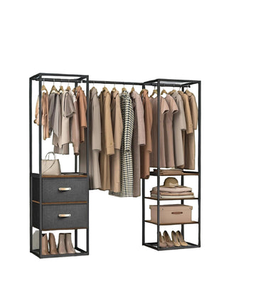 Open kledingkast met staal en MDF - 40 x (150-180) x 180 cm - bruin