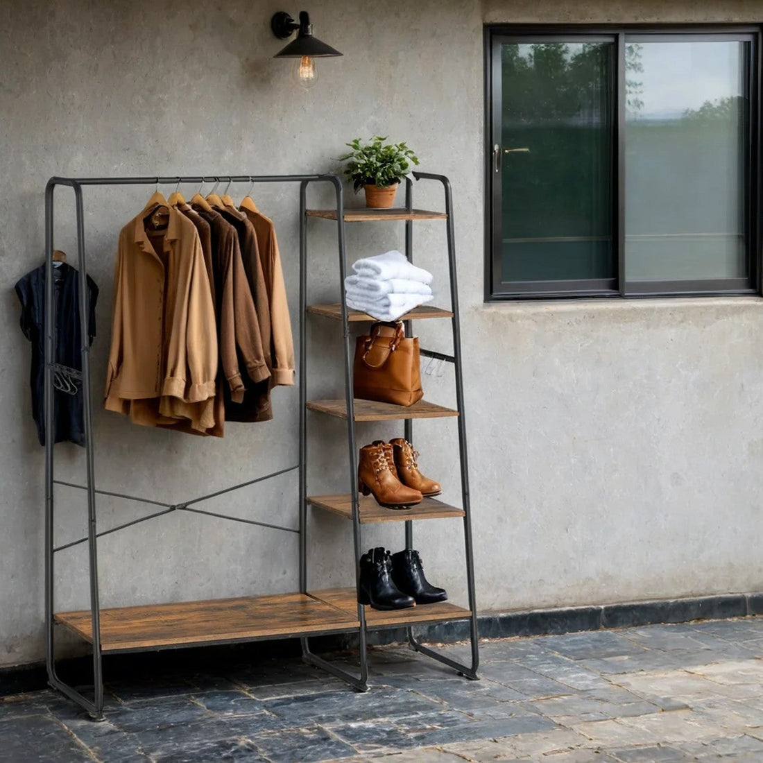 Kleiderständer - Kleideraufbewahrung - Braun/Schwarz - 220 kg - 45 x 120 x 160 cm
