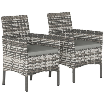 Set van 2 polyrattan tuinstoelen - Grijs | Kleur: Grijs | Afmetingen: 58x62x87 cm