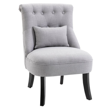 Vintage fauteuil met kussen en houten poten | Kleur: Grijs | Afmetingen: 52.5x69x77 cm