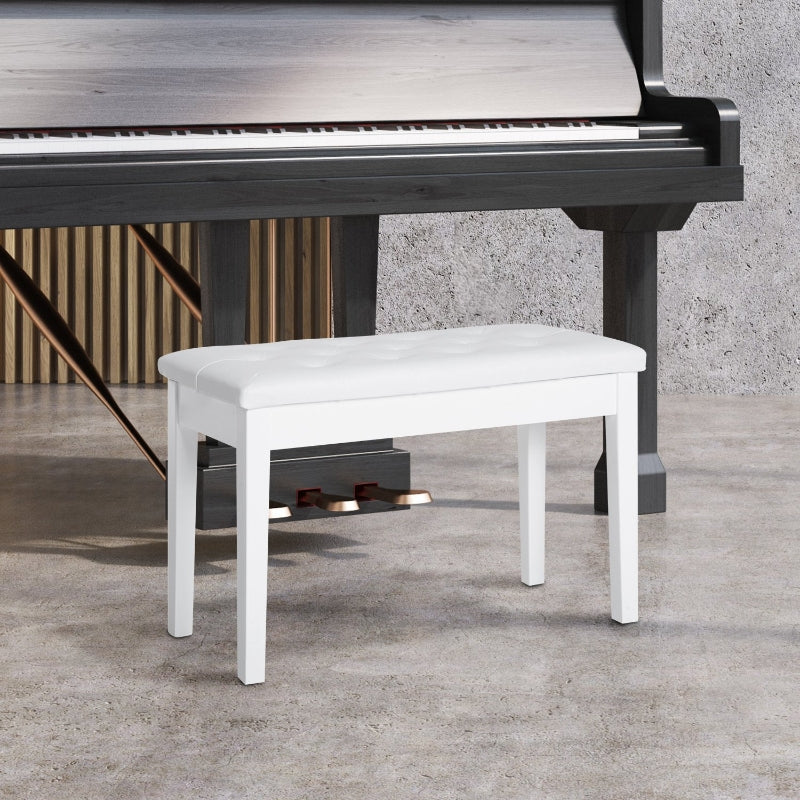 Pianokruk met opbergruimte - Landelijke pianobank | Kleur: Wit | Afmetingen: 36x76x50 cm