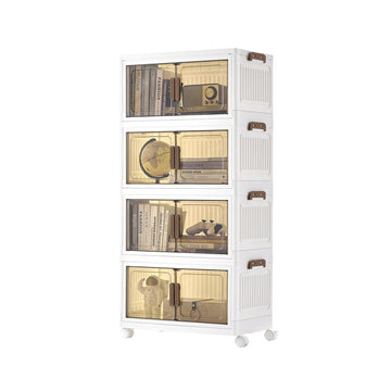Opbergboxen met 4 etages en 1 deksel | Wit | 55x31x111 cm